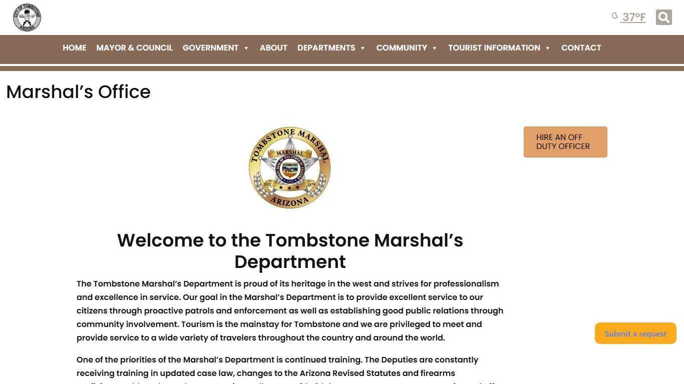 Marshal’s Office – City of Tombstone, Cochise County, Arizona